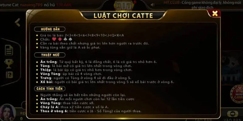 Luật chơi game Catte